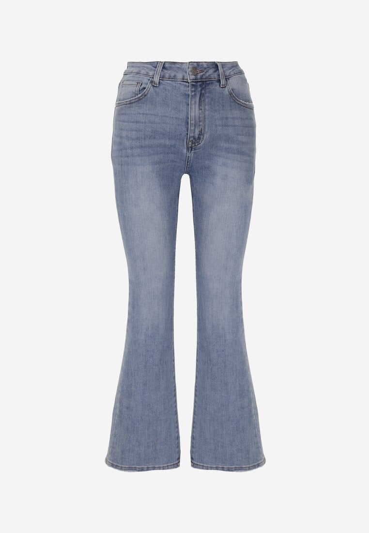 Niebieskie Jeansy Dzwony Bootcut High Waist z Bawełną Urilyss