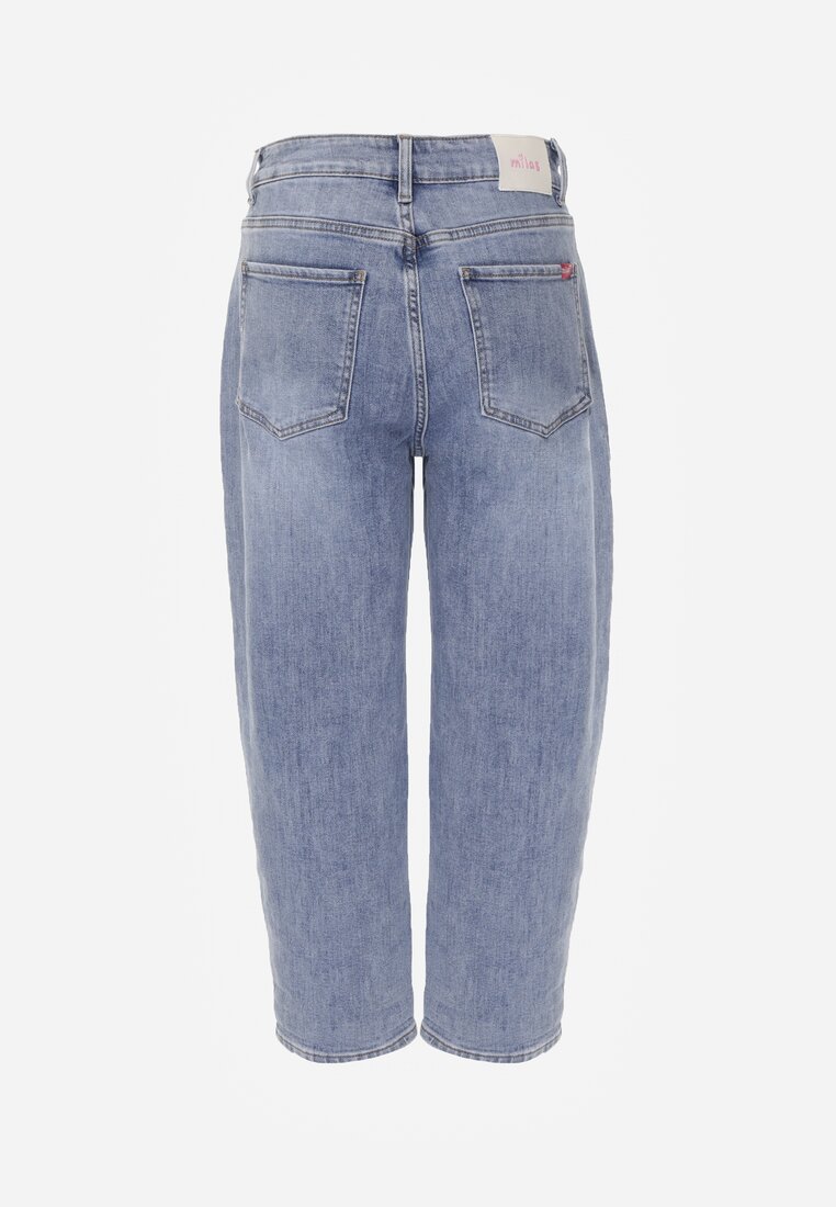 Niebieskie Jeansy Mom Fit z Bawełną High Waist Hippamene