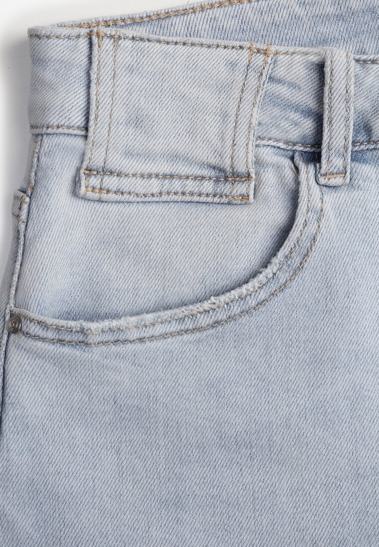 Niebieskie Jeansy Mom Fit z Bawełną High Waist Wentren