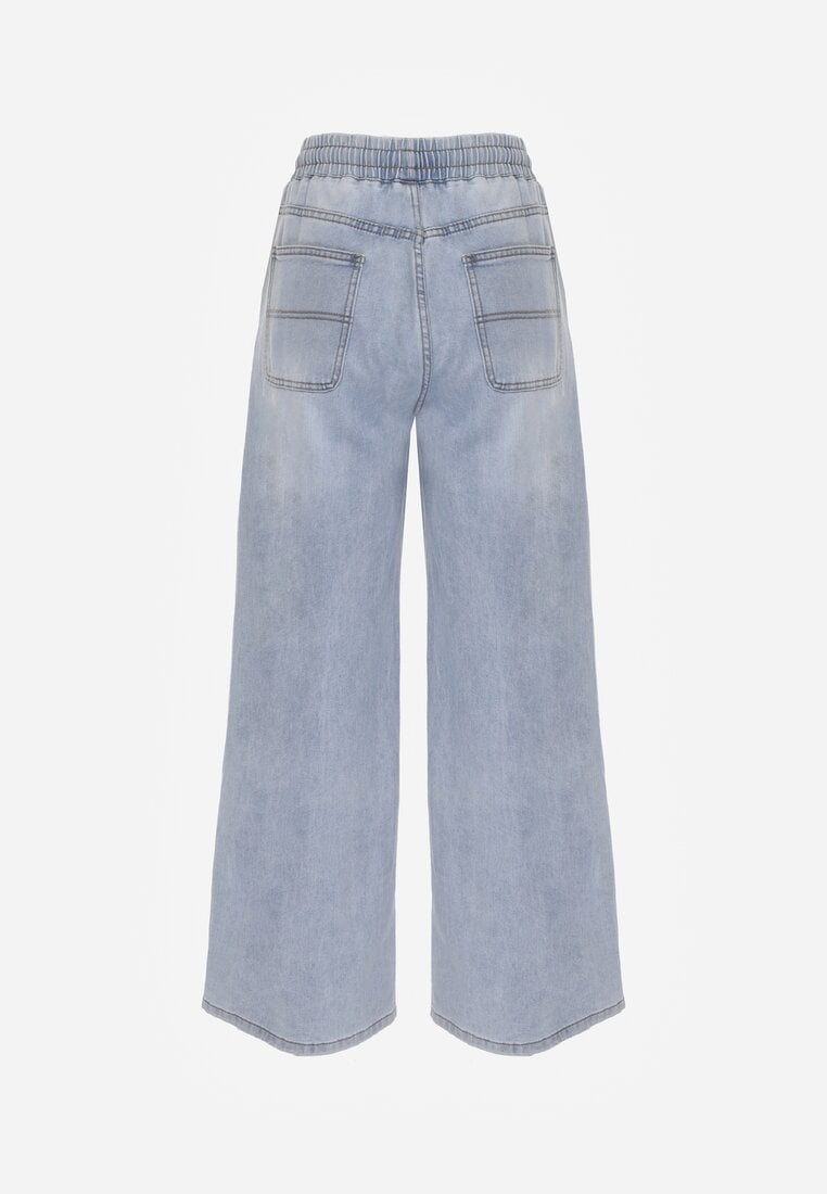 Niebieskie Szerokie Jeansy z Bawełną i Lyocellem i Wiązanym Sznurkiem Lailai