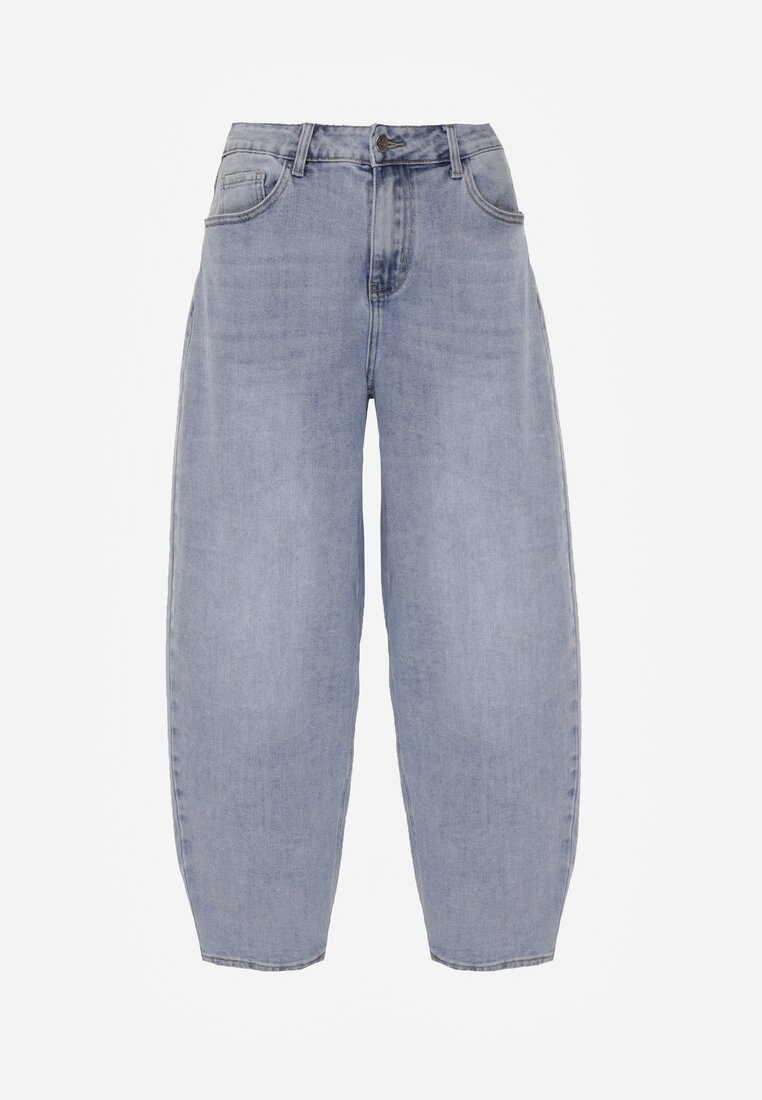 Niebieskie Jeansy Typu Loose z Bawełną High Waist Maeriala