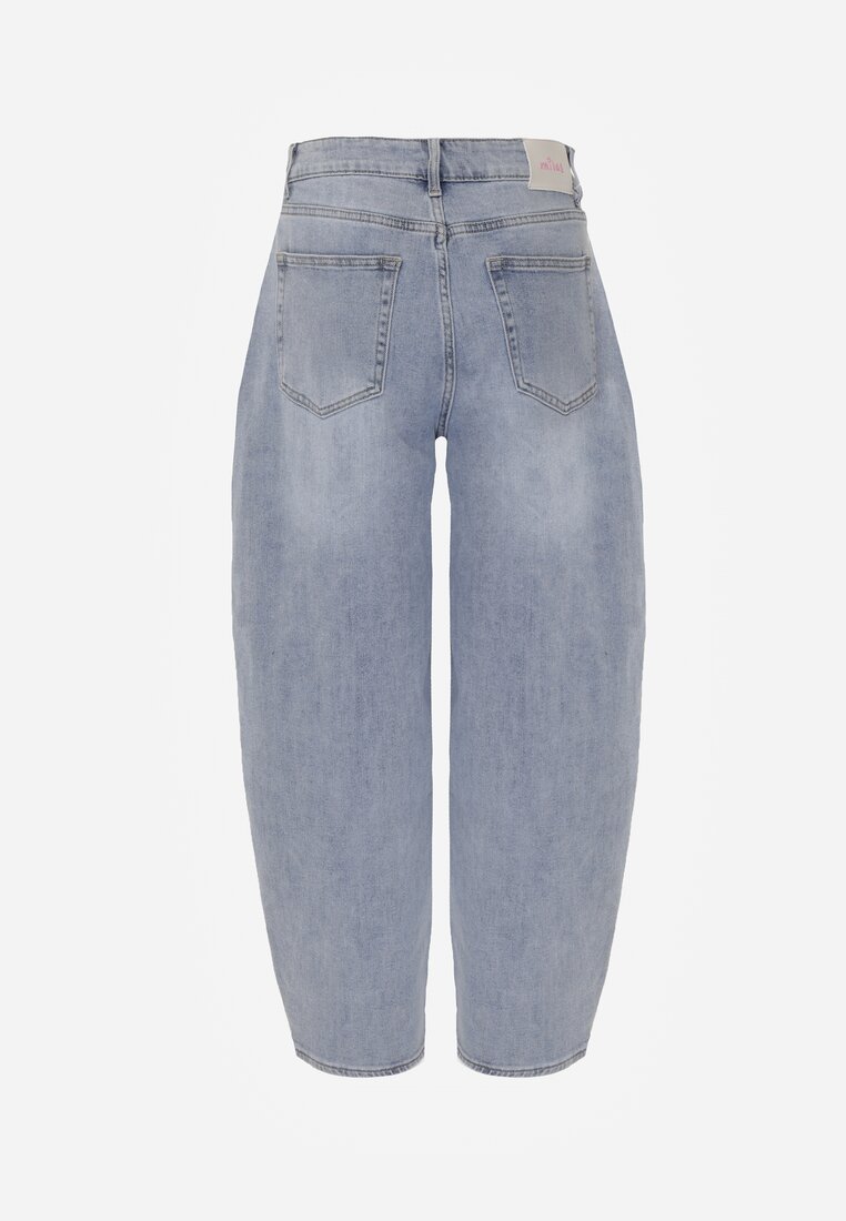 Niebieskie Jeansy Typu Loose z Bawełną High Waist Maeriala