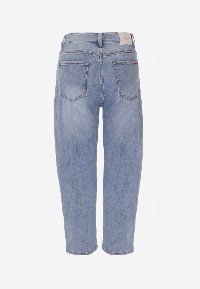 Niebieskie Jeansy Mom Fit High Waist Ankle Length Nikathe