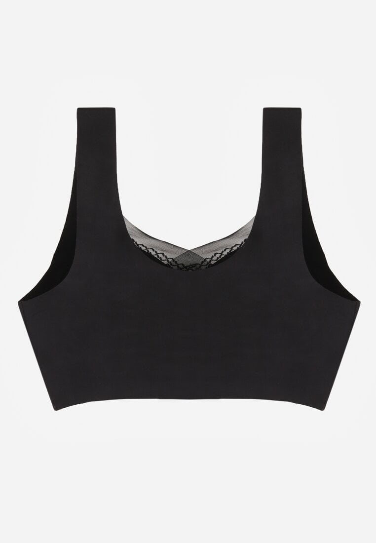 Czarny Sportowy Biustonosz z Usztywnieniem Ozdobiony Siateczkową Wstawką Edalissa
