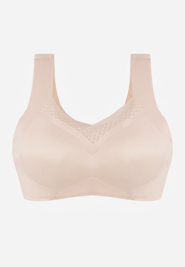 Beżowy Sportowy Biustonosz z Usztywnieniem Ozdobiony Siateczkową Wstawką Edalissa