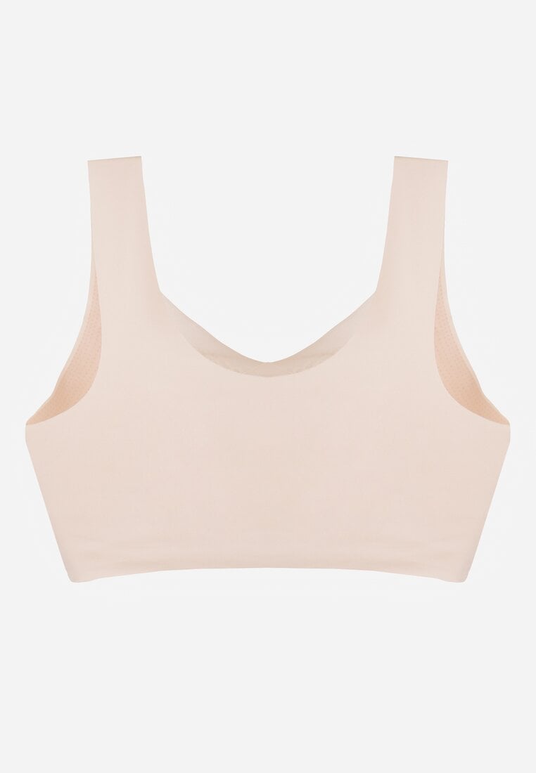 Beżowy Sportowy Biustonosz z Usztywnieniem Ozdobiony Siateczkową Wstawką Edalissa