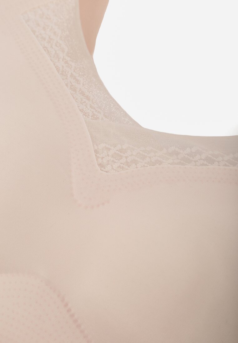 Beżowy Sportowy Biustonosz z Usztywnieniem Ozdobiony Siateczkową Wstawką Edalissa