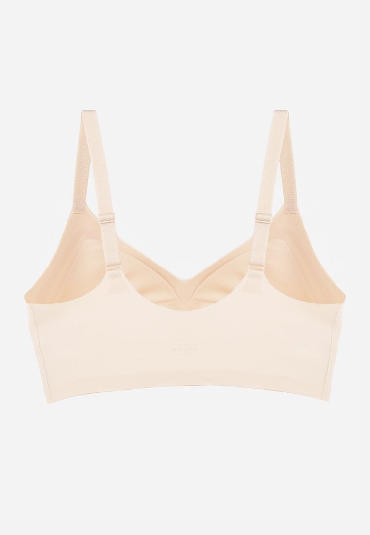 Beżowy Biustonosz Ozdobiona Przezroczystymi Wstawkami z Usztywnieniem Seanael