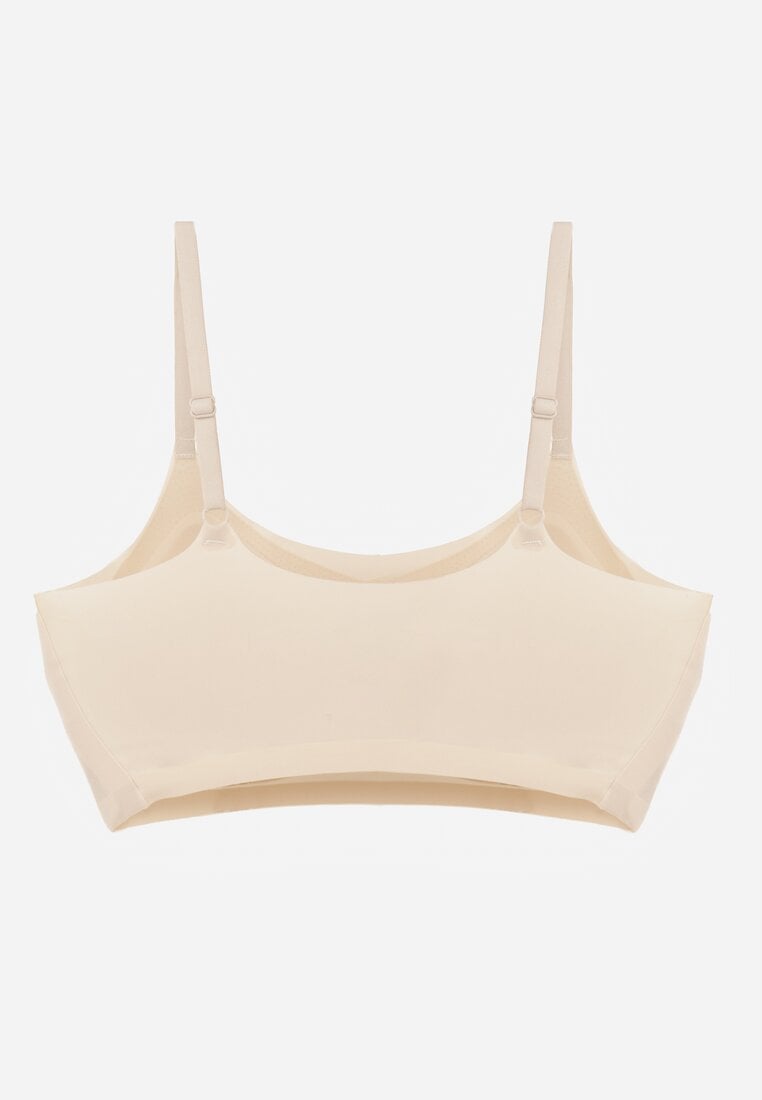 Beżowy Usztywniany Biustonosz o Bezszwowym Wykończeniu Bez Fiszbin Leanoreth