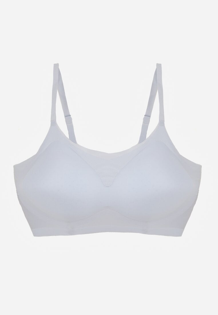 Niebieski Usztywniany Biustonosz o Bezszwowym Wykończeniu Bez Fiszbin Leanoreth