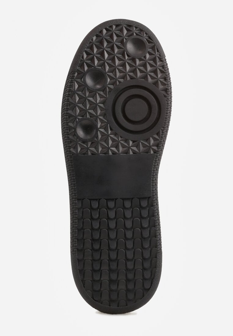 Czarne Sneakersy Skórzane w Stylu Tenisówek z Geometrycznym Wzorem Eshiryla