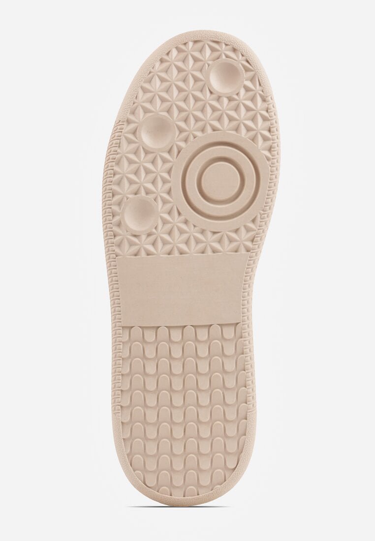 Brązowe Sneakersy Skórzane w Stylu Tenisówek z Geometrycznym Wzorem Eshiryla