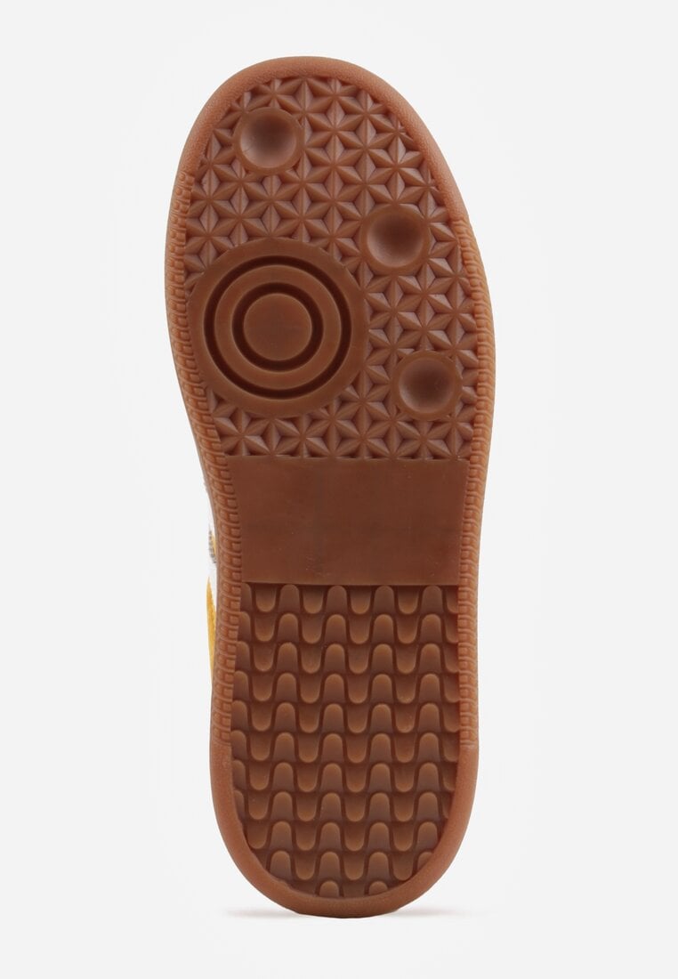 Żółte Sneakersy Skórzane w Stylu Tenisówek z Geometrycznym Wzorem Eshiryla