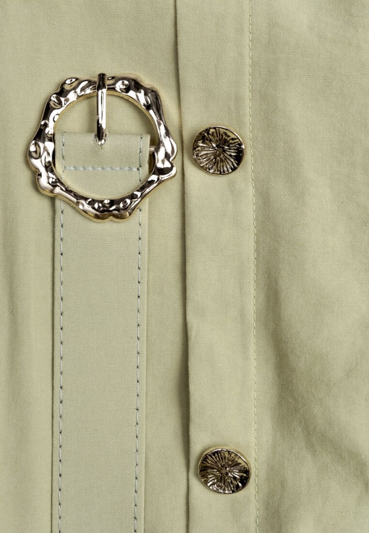 Zielona Rozkloszowana Spódnica z Kieszonkami i Paskiem z Klamrą Qualea