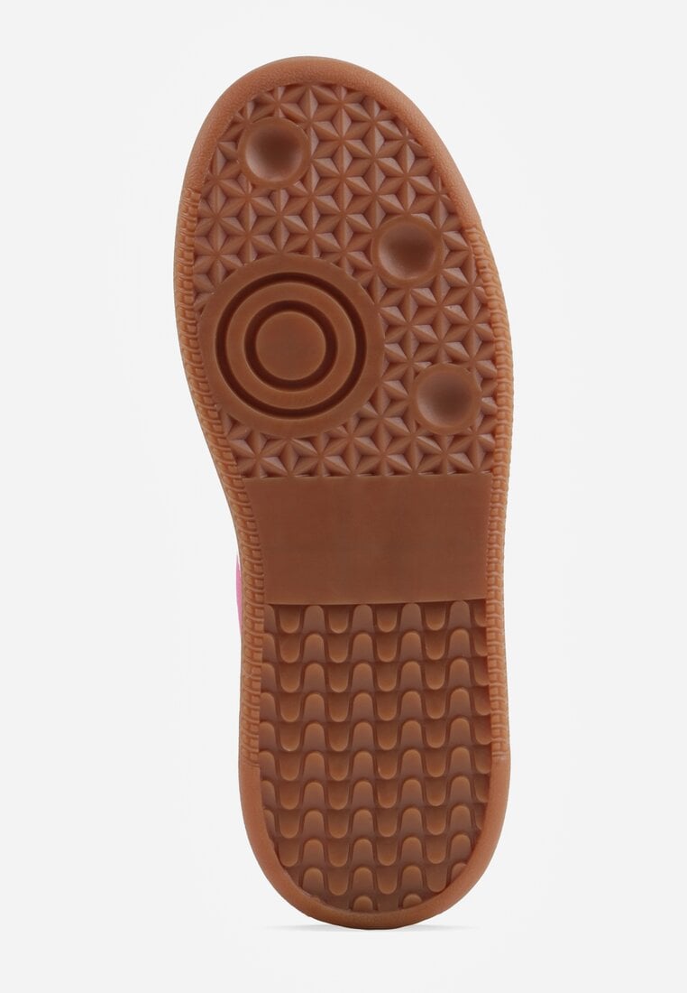 Fuksjowe Sneakersy Skórzane w Stylu Tenisówek z Geometrycznym Wzorem Eshiryla