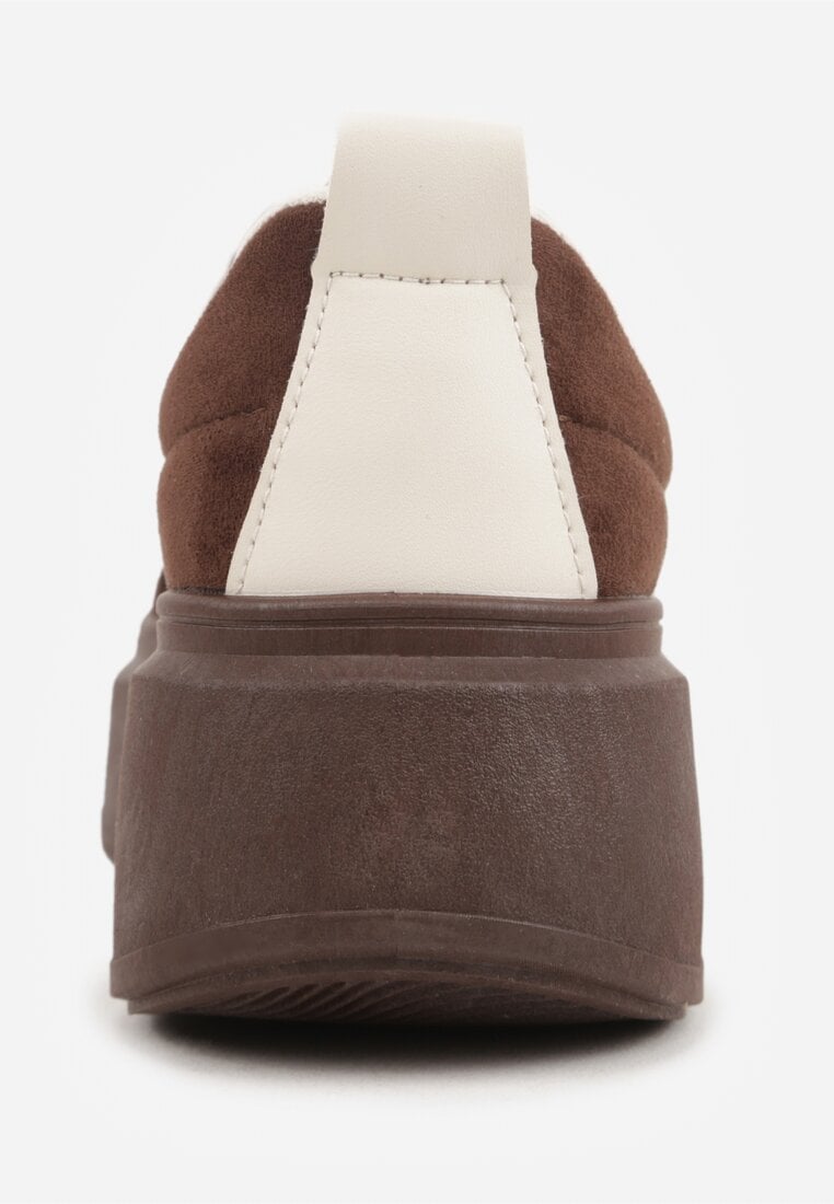 Brązowe Sneakersy Klasyczne Tenisówki na Grubej Podeszwie z Koturnem Adessia