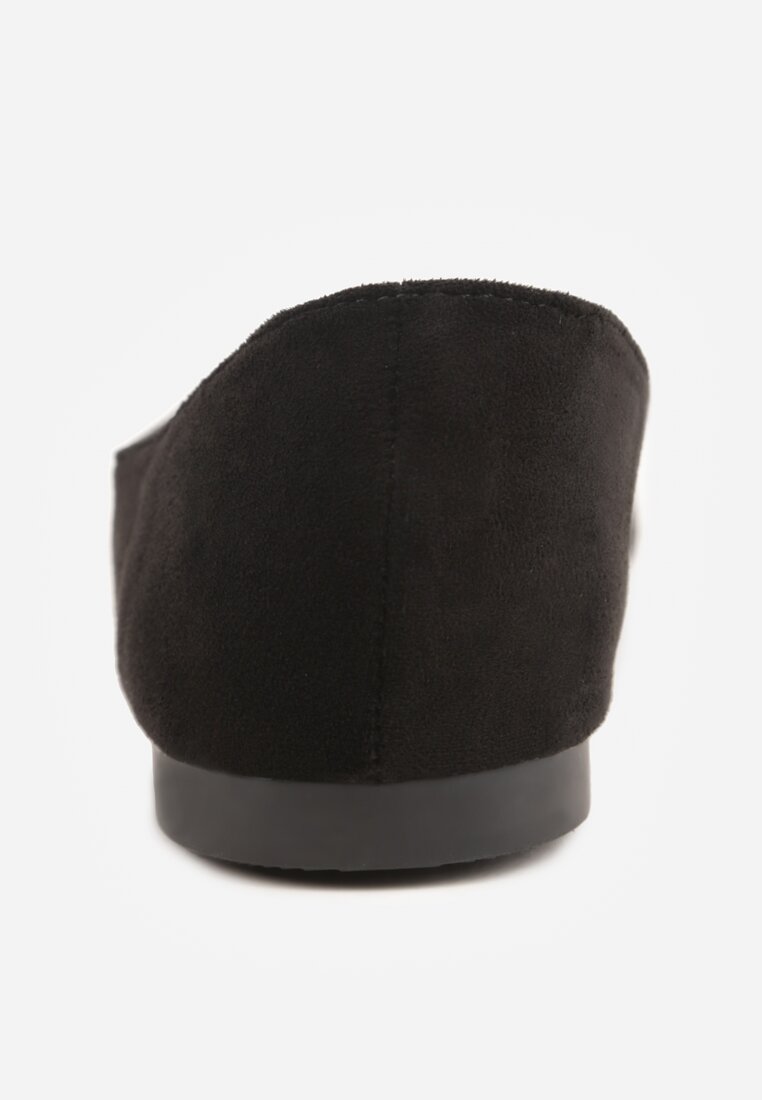 Czarne Balerinki z Imitacji Zamszu ze Szpiczastym Noskiem Melikel