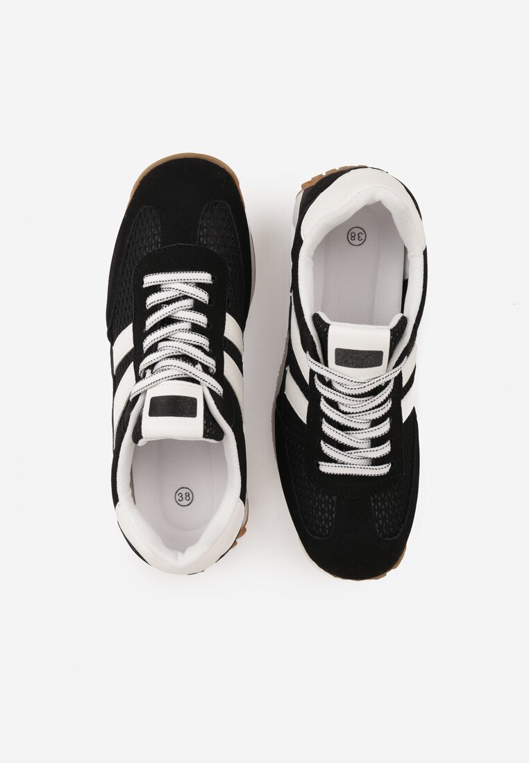 Czarne Klasyczne Sneakersy Zdobione Siateczkowymi Wstawkami Eilshoy