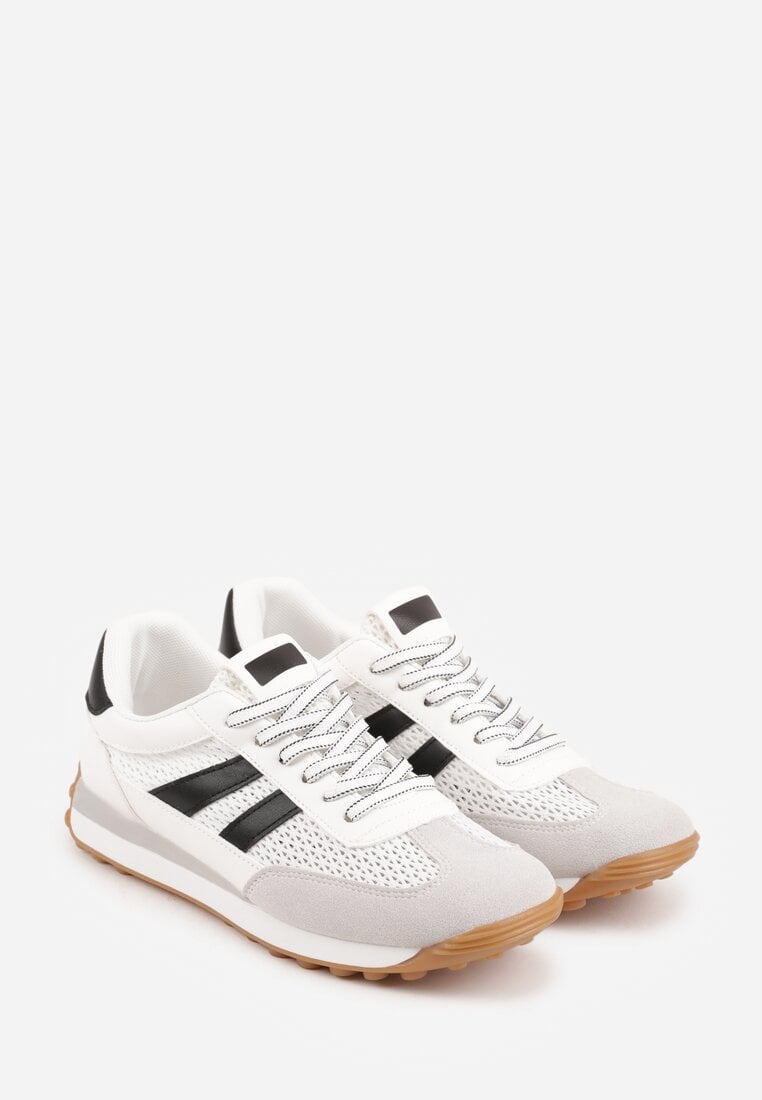 Białe Klasyczne Sneakersy Zdobione Siateczkowymi Wstawkami Eilshoy