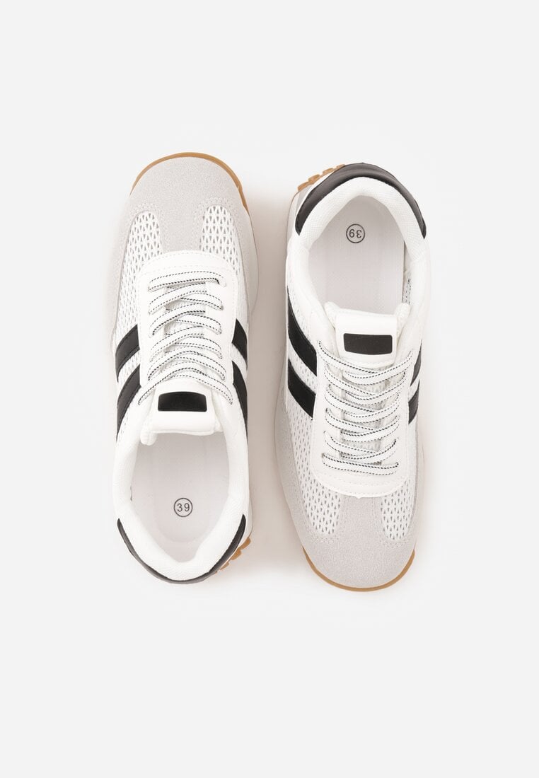 Białe Klasyczne Sneakersy Zdobione Siateczkowymi Wstawkami Eilshoy