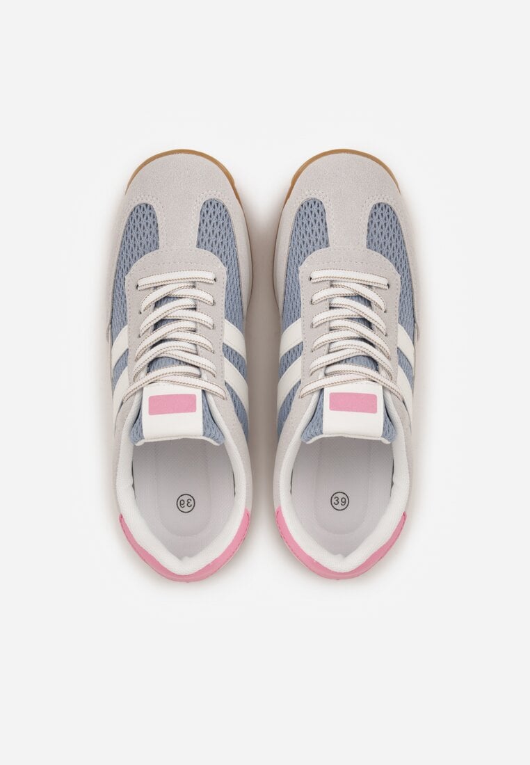 Niebieskie Klasyczne Sneakersy Zdobione Siateczkowymi Wstawkami Eilshoy