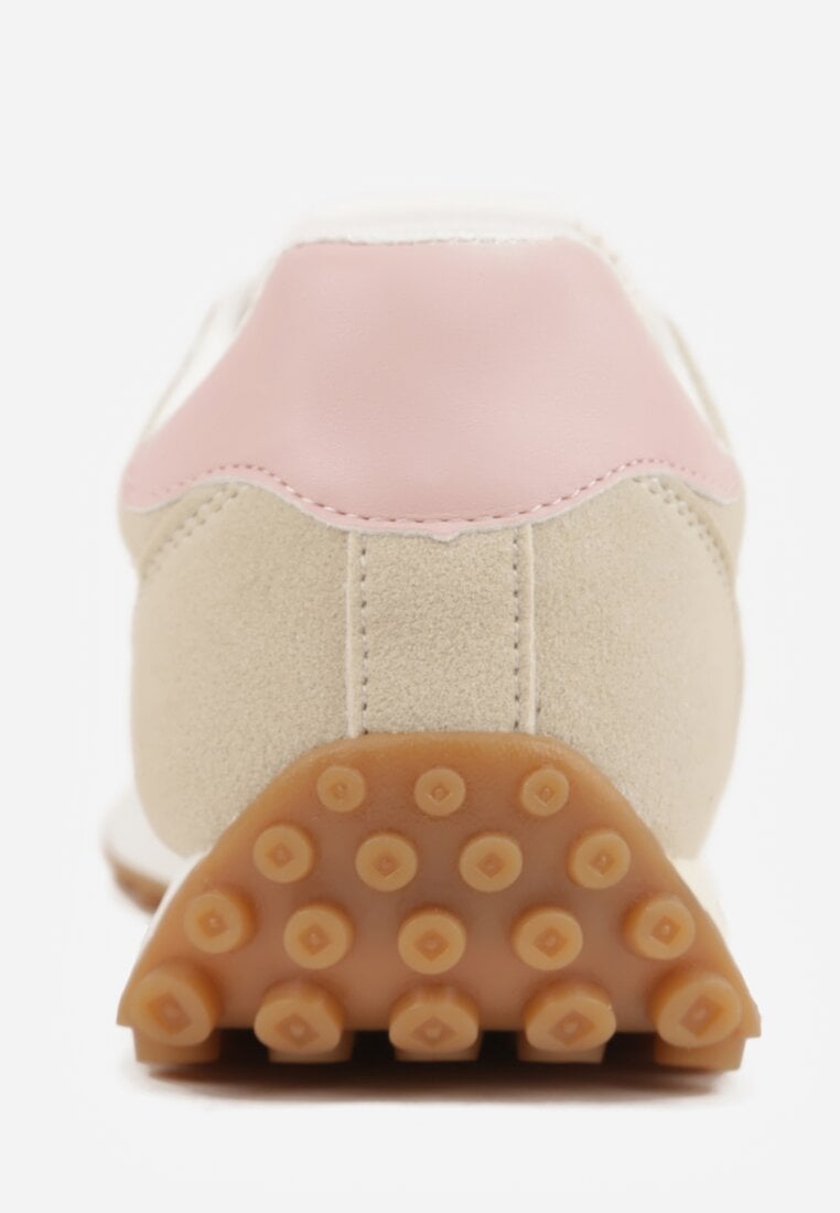 Beżowe Klasyczne Sneakersy Zdobione Siateczkowymi Wstawkami Eilshoy