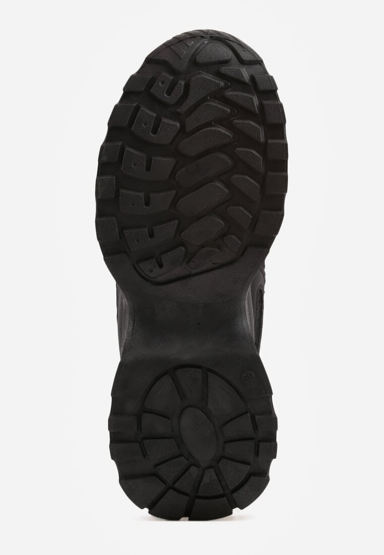 Czarne Sneakersy na Platformie Ozdobione Cyrkoniami i Koronką Antea