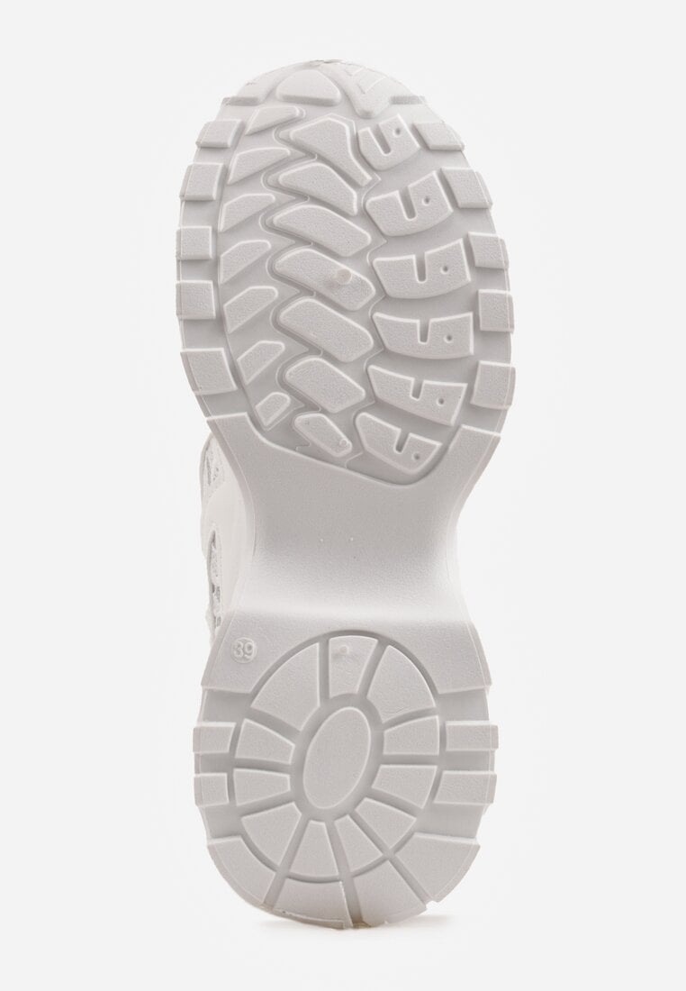 Białe Sneakersy na Platformie Ozdobione Cyrkoniami i Koronką Antea