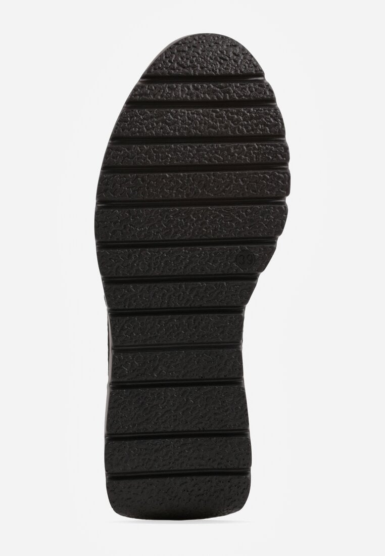 Czarne Sneakersy na Platformie z Wkładką ze Skóry Naturalnej i Napisam Haidena