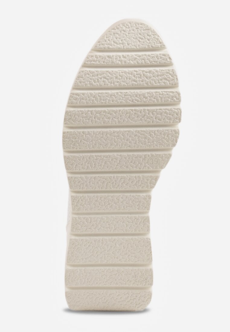 Białe Sneakersy na Platformie z Wkładką ze Skóry Naturalnej i Napisam Haidena