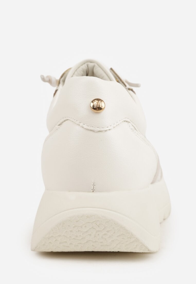 Białe Sneakersy na Platformie z Wkładką ze Skóry Naturalnej i Napisam Haidena