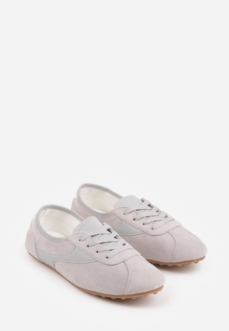 Szare Sneakersy Kultowe Tenisówki Y2K z Imitacji Zamszu Nerialle