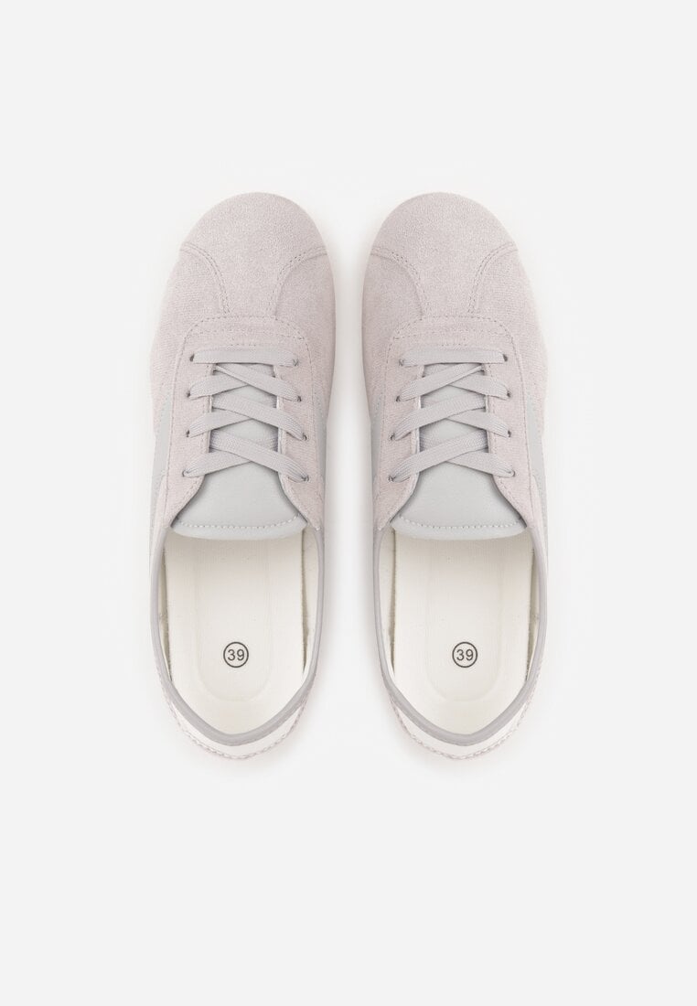 Szare Sneakersy Kultowe Tenisówki Y2K z Imitacji Zamszu Nerialle