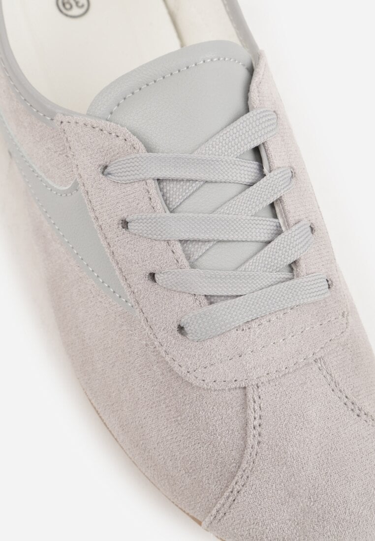 Szare Sneakersy Kultowe Tenisówki Y2K z Imitacji Zamszu Nerialle