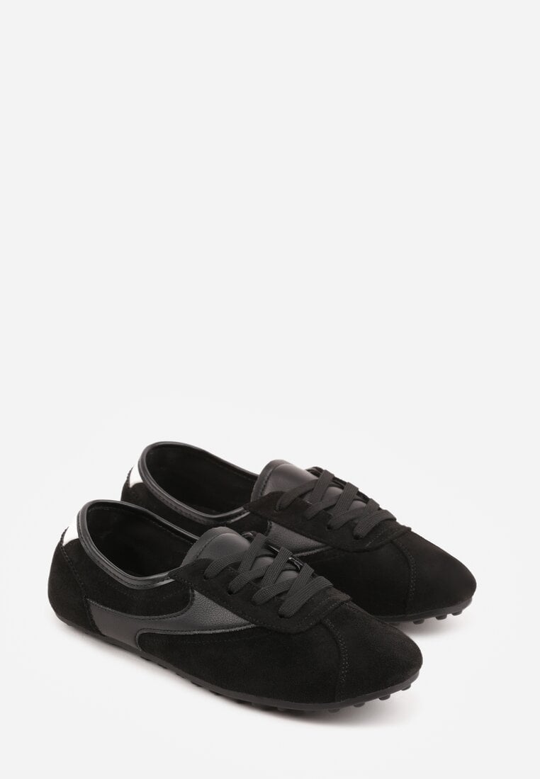 Czarne Sneakersy Kultowe Tenisówki Y2K z Imitacji Zamszu Nerialle