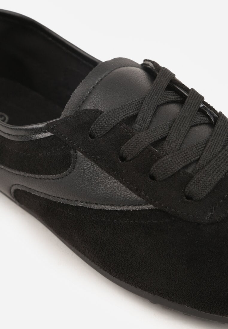 Czarne Sneakersy Kultowe Tenisówki Y2K z Imitacji Zamszu Nerialle