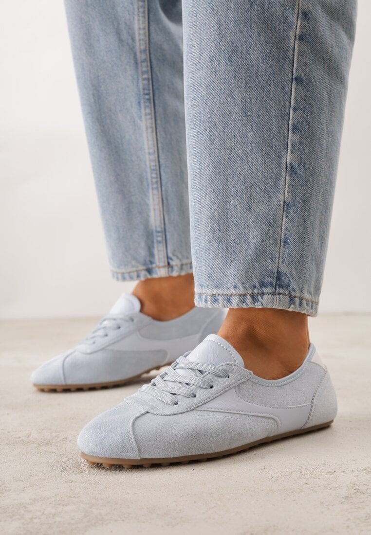 Niebieskie Sneakersy Kultowe Tenisówki Y2K z Imitacji Zamszu Nerialle