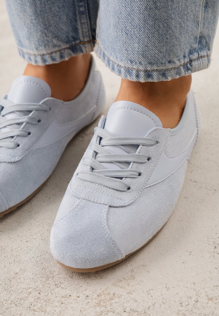 Niebieskie Sneakersy Kultowe Tenisówki Y2K z Imitacji Zamszu Nerialle