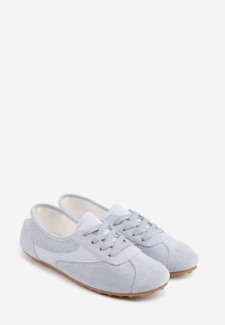 Niebieskie Sneakersy Kultowe Tenisówki Y2K z Imitacji Zamszu Nerialle