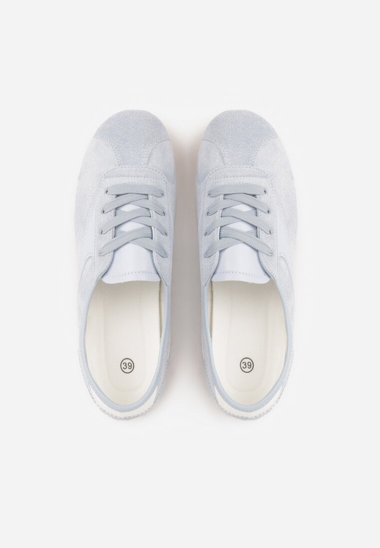 Niebieskie Sneakersy Kultowe Tenisówki Y2K z Imitacji Zamszu Nerialle