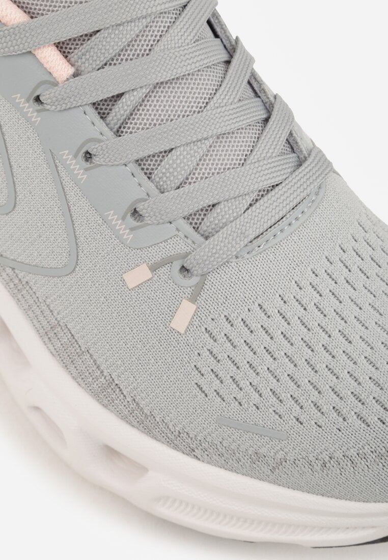 Szare Siateczkowe Buty Sportowe na Podeszwie z Otworami Quilvia