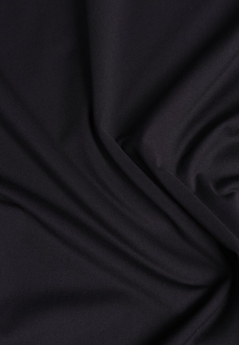 Czarna Dopasowana Bluzka Typu Longsleeve z Bawełną Moanti