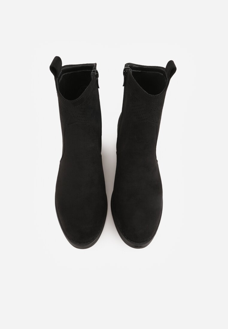 Czarne Ażurowe Botki na Słupku Typu Kowbojki Iolerine