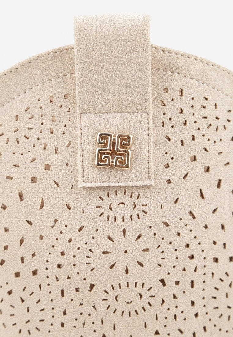 Beżowe Ażurowe Botki z Geometryczną Ozdobą Naeraste