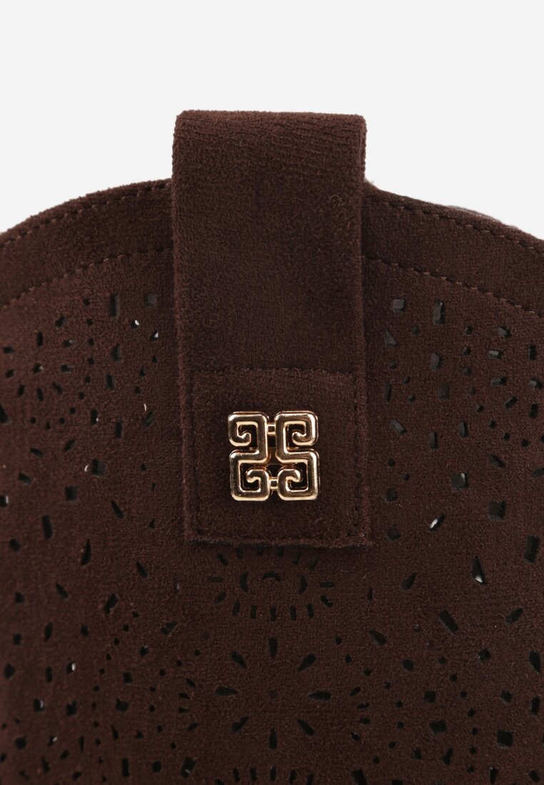 Brązowe Ażurowe Botki z Geometryczną Ozdobą Naeraste