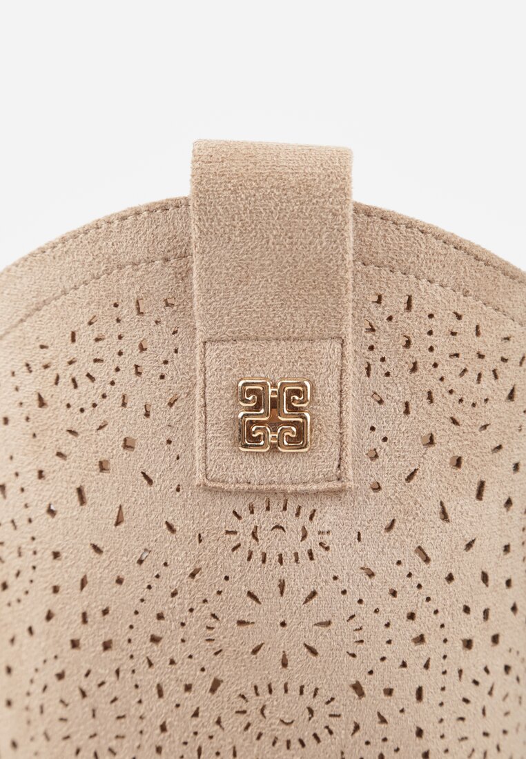 Ciemnobeżowe Ażurowe Botki z Geometryczną Ozdobą Naeraste