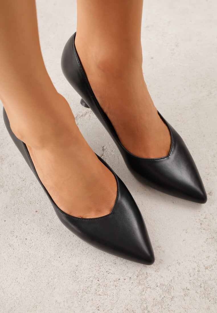 Czarne Czółenka na Geometrycznej Szpilce Iolissa