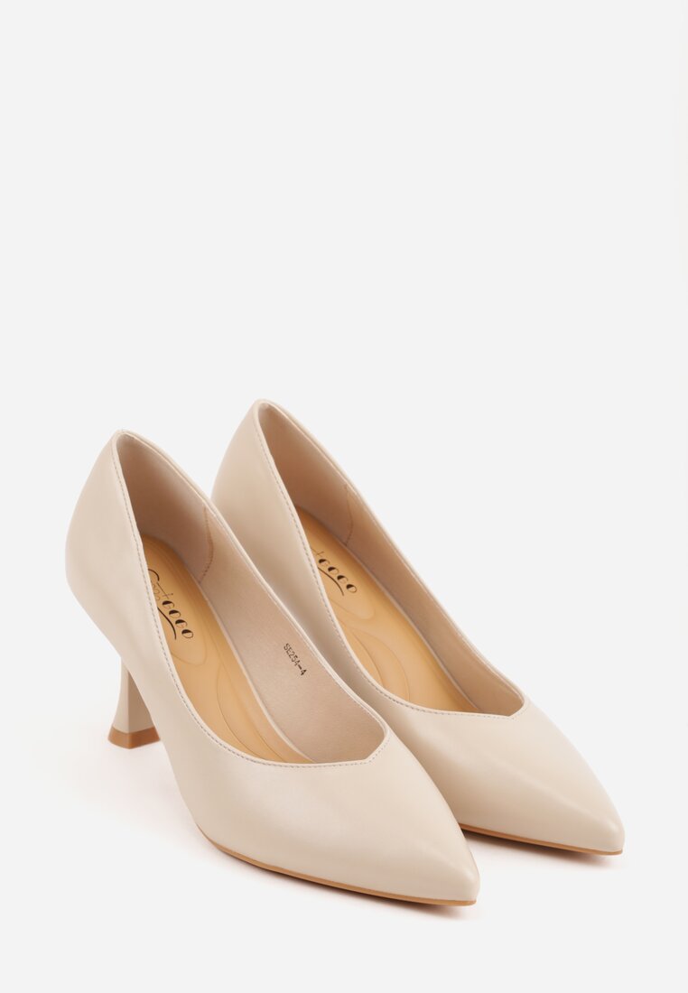 Beżowe Czółenka na Geometrycznej Szpilce Iolissa