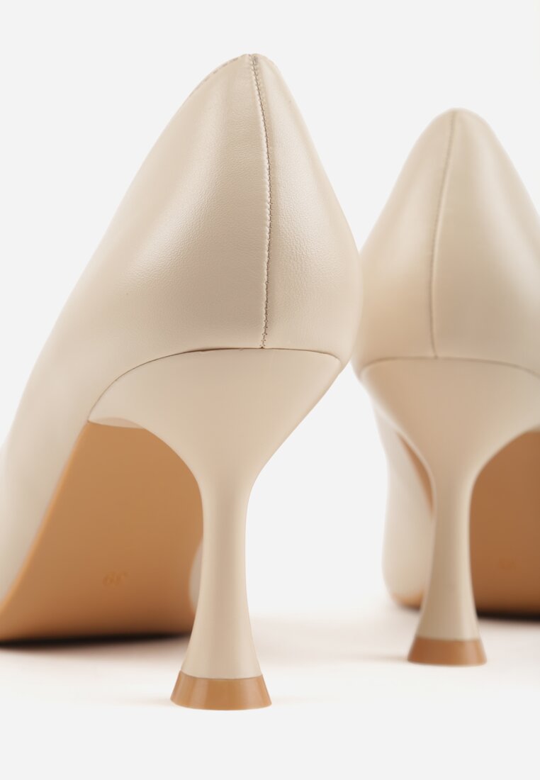 Beżowe Czółenka na Geometrycznej Szpilce Iolissa