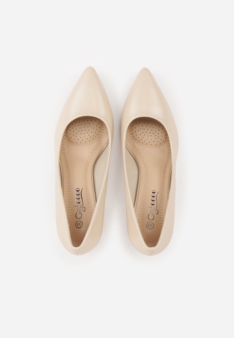 Beżowe Czółenka na Stożkowym Słupku o Nicud